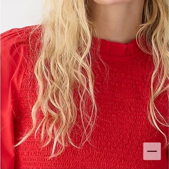 J Crew Ruffle Neck Smocked Top Size SMALL NWT - Picture 3 of 11